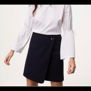 Ann Taylor Loft Navy Button Wrap Skirt